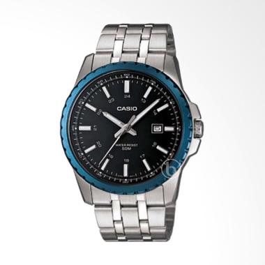 CASIO Enticer Analog Ion Plated Jam Tangan Pria [MTP-1328D] Black Silver