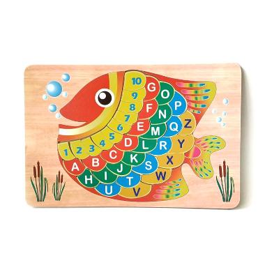 Mainan Kayu Pintar Pintar Ikan Alfabet Puzzle