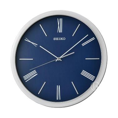 Seiko QXA725 Roman Quiet Sweep Wall Clock Jam Dinding [31 cm] Blue Silver
