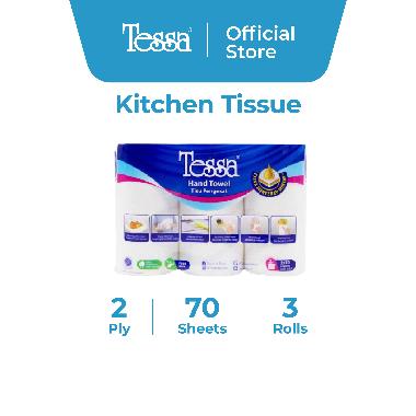 Tessa Kitchen Towel Tisu Dapur [3 Rolls/ 70 Sheets/ 2 Ply] -