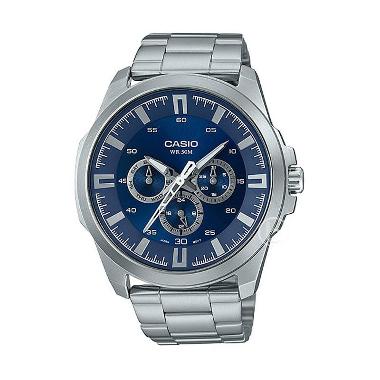 CASIO Enticer Sweep Second Jam Tangan Pria [MTP-SW310D] Blue Silver