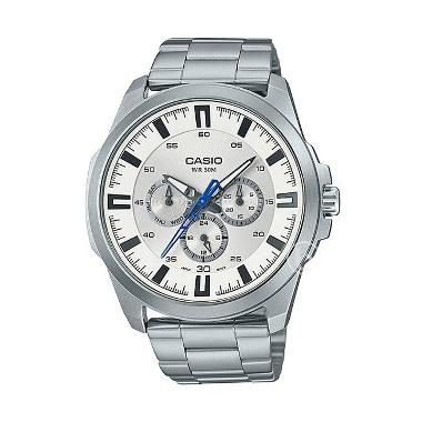CASIO Enticer Sweep Second Jam Tangan Pria [MTP-SW310D] Silver White