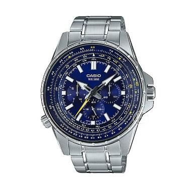 CASIO Enticer Sweep Second Jam Tangan Pria [Original/ MTP-SW320D] Blue Silver