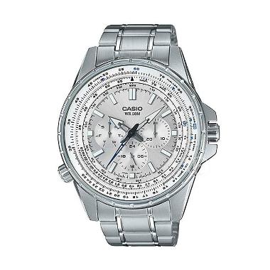 CASIO Enticer Sweep Second Jam Tangan Pria [Original/ MTP-SW320D] Silver White