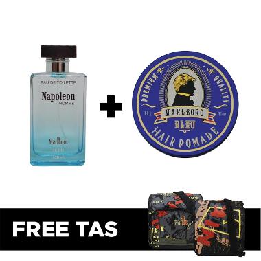 Napoleon Marlboro Bleu Pomade + Napoleon Bleu EDT Parfum Pria + Free Tas