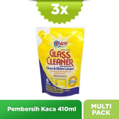 Yuri Fresh Lemon Glass Cleaner Pembersih Kaca Pouch [410 mL] isi 3 Pcs