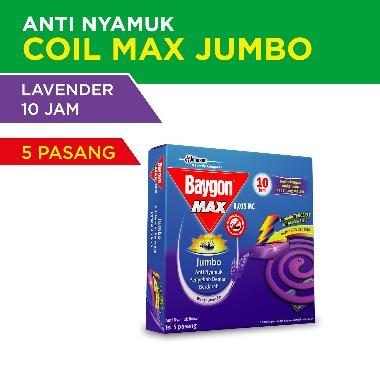 Baygon Max Jumbo Lavender 10 Jam  Anti Nyamuk Bakar [150 g] -