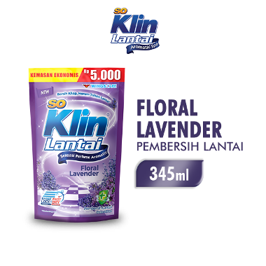 Soklin Floral Lavender Pembersih Lantai Kemasan Pouch 345 mL -