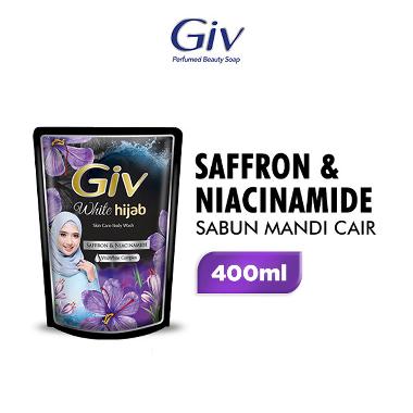 GIV White Hijab Saffron & Niacinamide Sabun Mandi Cair Pouch 400 mL