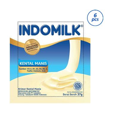 Promo Harga Indomilk Susu Kental Manis Plain per 6 sachet 37 gr - Blibli