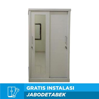 Malaka Mebel Lemari Pakaian - Putih [2 Pintu Sliding] Putih