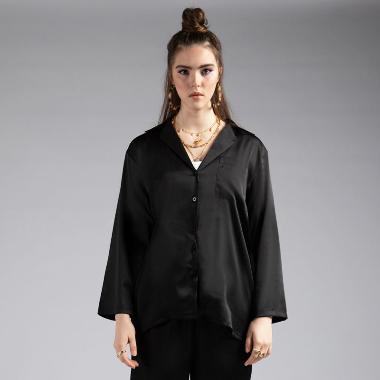SERENE Atasan Loungewear Satin Annisa Black