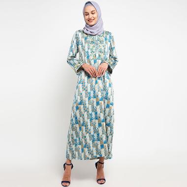 Batik Arjunaweda Jalabeyah Dubai Batik Geometris 27195049 Wanita - Biru S