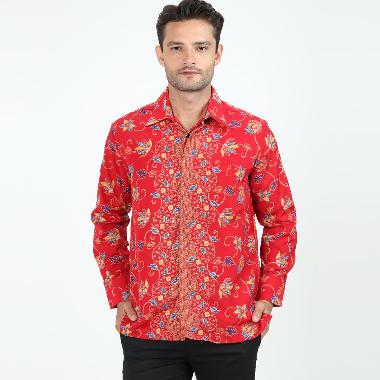 Batik Adikusuma Kemeja Batik Kembang Warna Merah 662423089 M