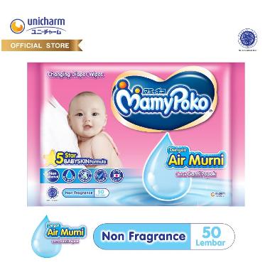 Promo Harga Mamy Poko Baby Wipes Reguler - Non Fragrance 52 pcs - Blibli