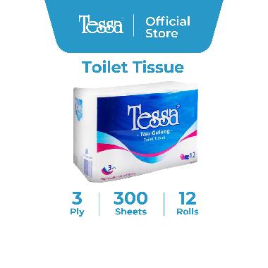 Tessa Toilet Terra Tissue [12 Rolls/ 300 sheets/ 3 ply]