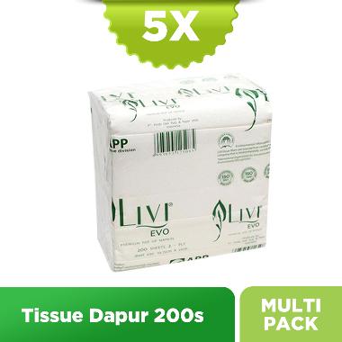 Livi Evo Premium Napkin Pop Up Tissue [200 Sheets/ 5 Pcs] -