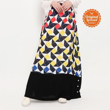Doraemon Geometric Skirt Rok Wanita - Black