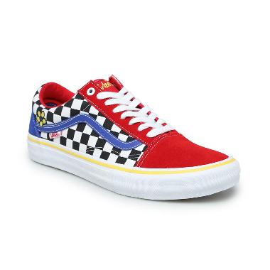 vans old skool checkered blue