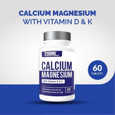 Treelains Calcium Magnesium with Vitamin D3 dan K 60 Tablet, Suplemen Tulang dan Gigi, Kalsium