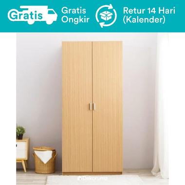 Dekoruma Moku Lemari Pakaian 2 Pintu Minimalis dari Kayu Olahan Tanpa Kaca Cermin Cokelat JABODETABE