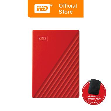 Western Digital WD New My Passport 2TB Harddisk Eksternal USB 3.2 Red Free Pouch -