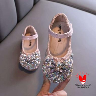 Sepatu Pesta Anak Perempuan . Sepatu Pita Blink Blink Import . H-021 23 Pink Nude