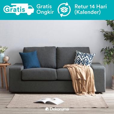 Dekoruma Michi Kursi Sofa Ruang Tamu Minimalis 2 Seater abu abu tua Jawa dan Bali