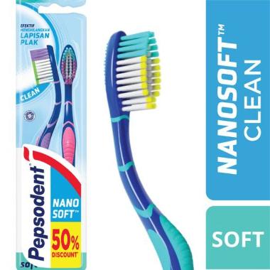 Pepsodent Nanosoft Clean Toothbrush Sikat Gigi [2 Pcs]