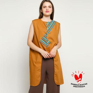 Cardigan Tunik Crop Lurik Vest Outer Wanita GESYAL Kuning Mustard Semua Ukuran KUNING MUSTARD