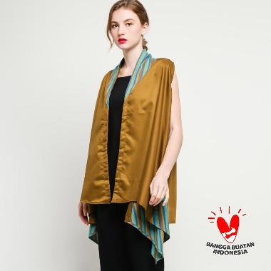 Cardigan Vest Outer Polos Kombinasi Lurik Atasan Wanita Gesyal Semua Ukuran hijau