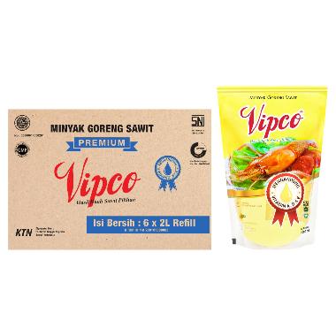 VIPCO Minyak Goreng Kemasan Pouch 2 L [6 Pcs/ 1 Karton]