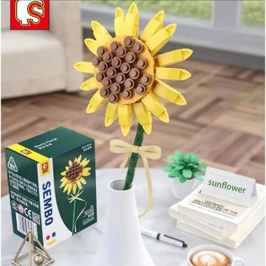 KKV SEMBO FLOWER Bouquet Bunga Sunflower 601252 Brick Mirip Lego Mainan Anak