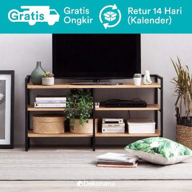 Dekoruma Kozu Meja TV Minimalis - Buffet Rak TV Cabinet Industrial [2 Susun] Cokelat Kayu