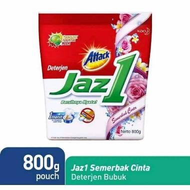 ATTACK JAZ1 Detergen | JAZ ONE | JAZZ ONE Deterjen Bubuk Aroma SEMERBAK CINTA 800 gram [1 PCS] -