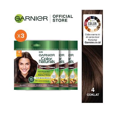 Garnier Color Naturals Express Cream Pewarna Rambut [3 Sachets] 4 Coklat
