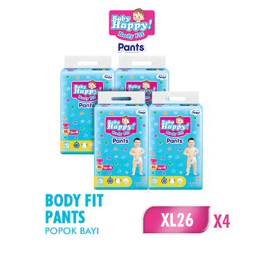 Baby Happy Diapers Pants Popok Bayi XL-26 [4 Pack/ 1 Karton]
