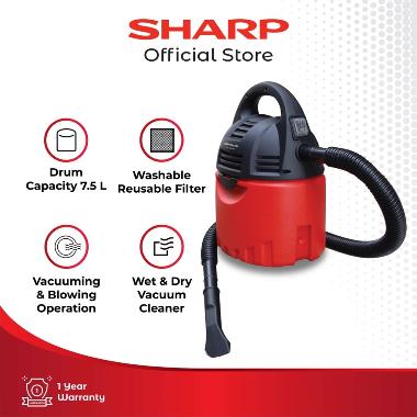 SHARP EC-CW60 Vacuum Cleaner Wet &amp; Dry (Basah dan Kering) 7.5 L 600 Watt