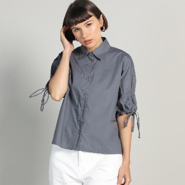 9 to 12 Signature Amelia Gathered Shirt Kemeja Wanita - Mid Grey