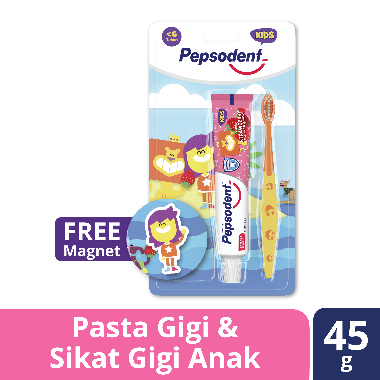 Pepsodent Kids Sikat Gigi &amp; Pasta Gigi Anak Strawberry 45 g Random