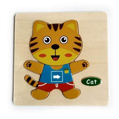 Mainan Kayu Pintar Puzzle Kayu Chunky 3D Cat (Kucing)