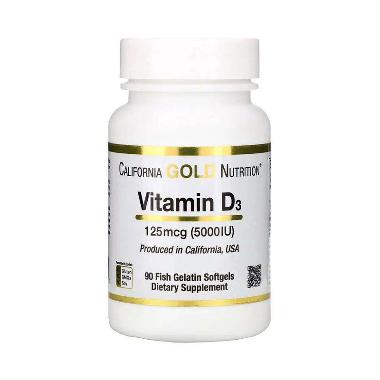 California Gold Nutrition Vitamin D3 5000 IU 90 Fish Gelatin Softgels Multivitamin