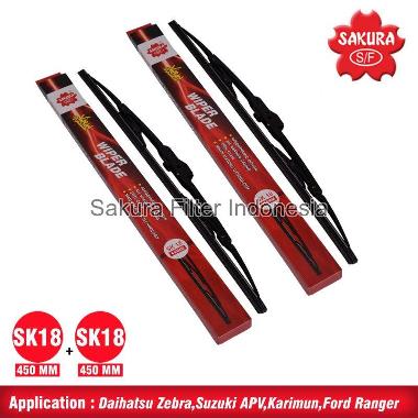 Sakura SK18 dan SK18 Set Wiper Mobil for Ford Everest [Kanan & Kiri]  Hitam