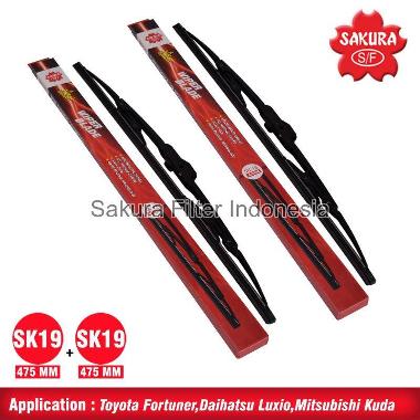 Sakura SK19 dan SK19 Set Wiper Mobil for Honda CR-V [Kanan & Kiri]  Hitam
