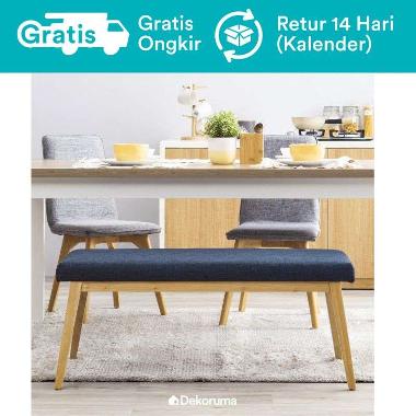 Dekoruma Fuji Kursi Panjang Kayu Sofa Bench Minimalis Scandinavian Biru Tua