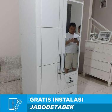 LEMARI PAKAIAN 2 PINTU CERMIN FULL PUTIH SUCITRA Putih JABODETABEK