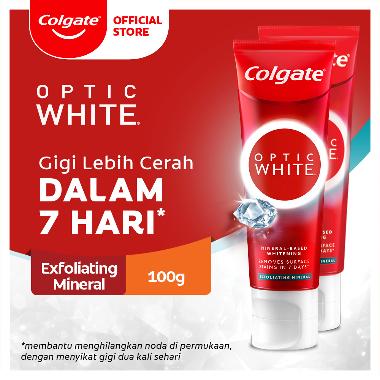 Colgate Optic White Exfoliating Mineral Pasta Gigi [100 g] - Twinpack --