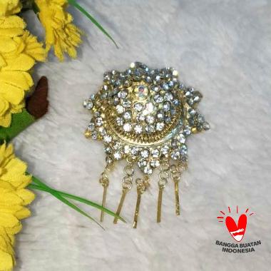 Bros Warna Gold Model Budur Crystal Hiasan Baju Kebaya