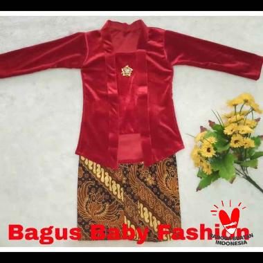 Kebaya Bludru Kutu Baru Anak Kostum Baju Kartinian 18 bulan merah