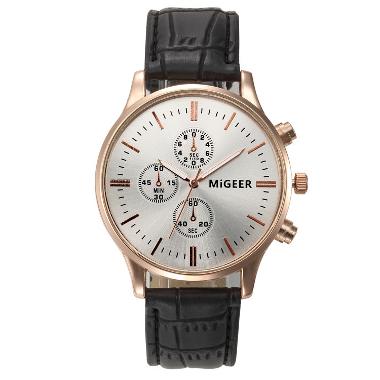 MIGEER OPAL Jam tangan pria arloji pria sporty men's watch WHITE-GOLD-BLACK STRAP
